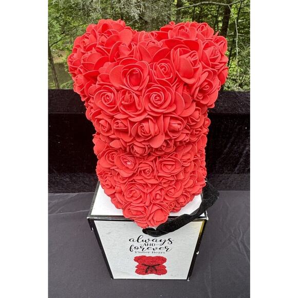 Blooming Flower Bear Red Artificial Rosebuds Teddy Bear Always & Forever Cute! - Picture 7 of 11